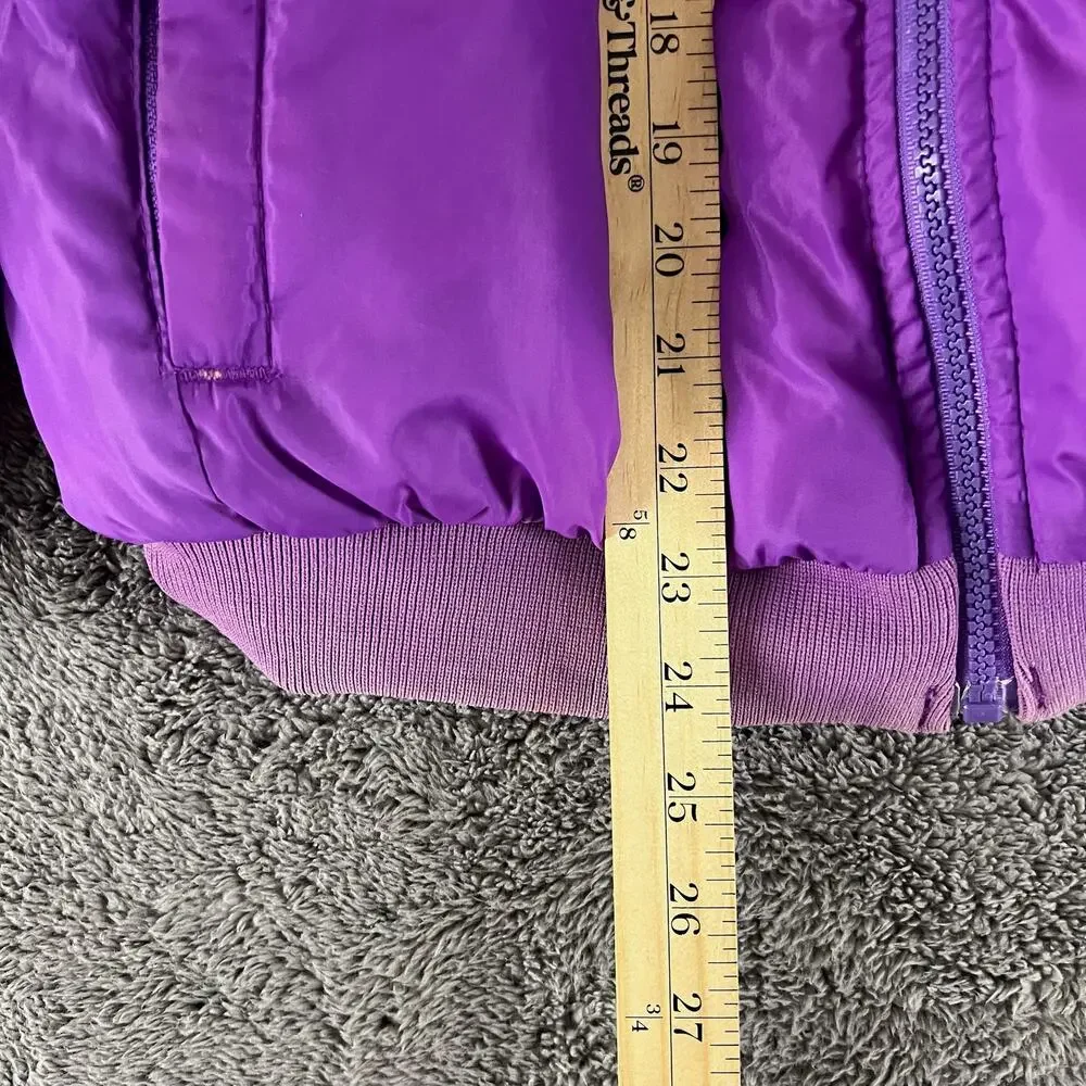 Vintage Columbia Reversible Down Puffer Jacket L Purple Pink 90s Colorblock Coat